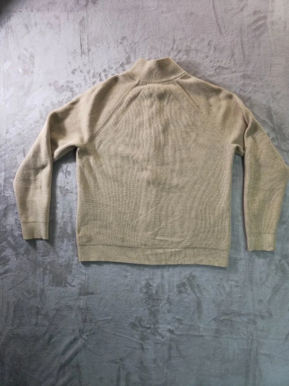 Banana Republic Men's Medium Beige Full Zip Mock Neck Knit Sweater